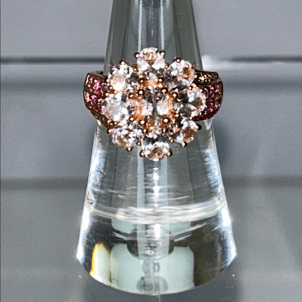 NWOT Genuine Gemstone Rose Gold Plated Sterling Silver Designer Ring Casual